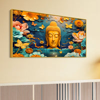 Luxury Lord Buddha Canvas Painting with Floral Design