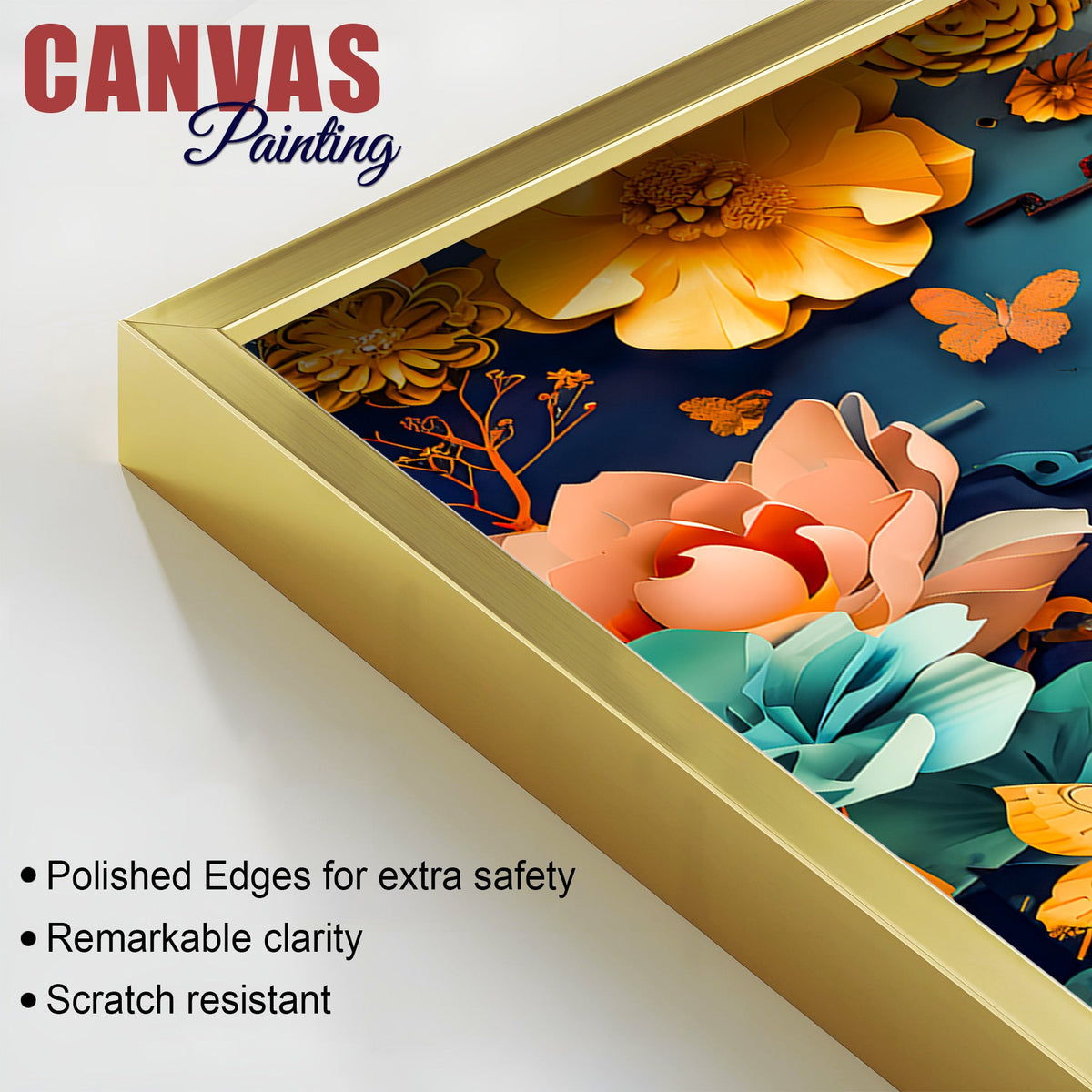 Luxury Lord Buddha Canvas Painting with Floral Design