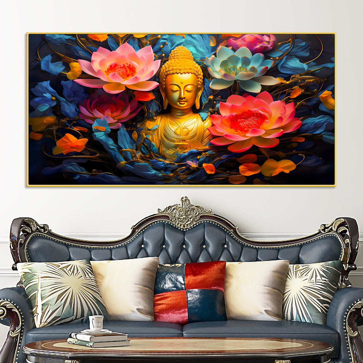 Luxury Lord Buddha Wall Painting for Bedroom & Living Room