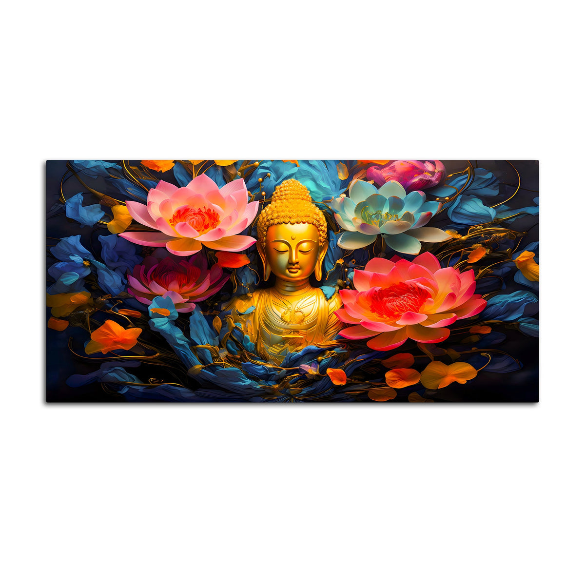 Luxury Lord Buddha Wall Painting for Bedroom & Living Room