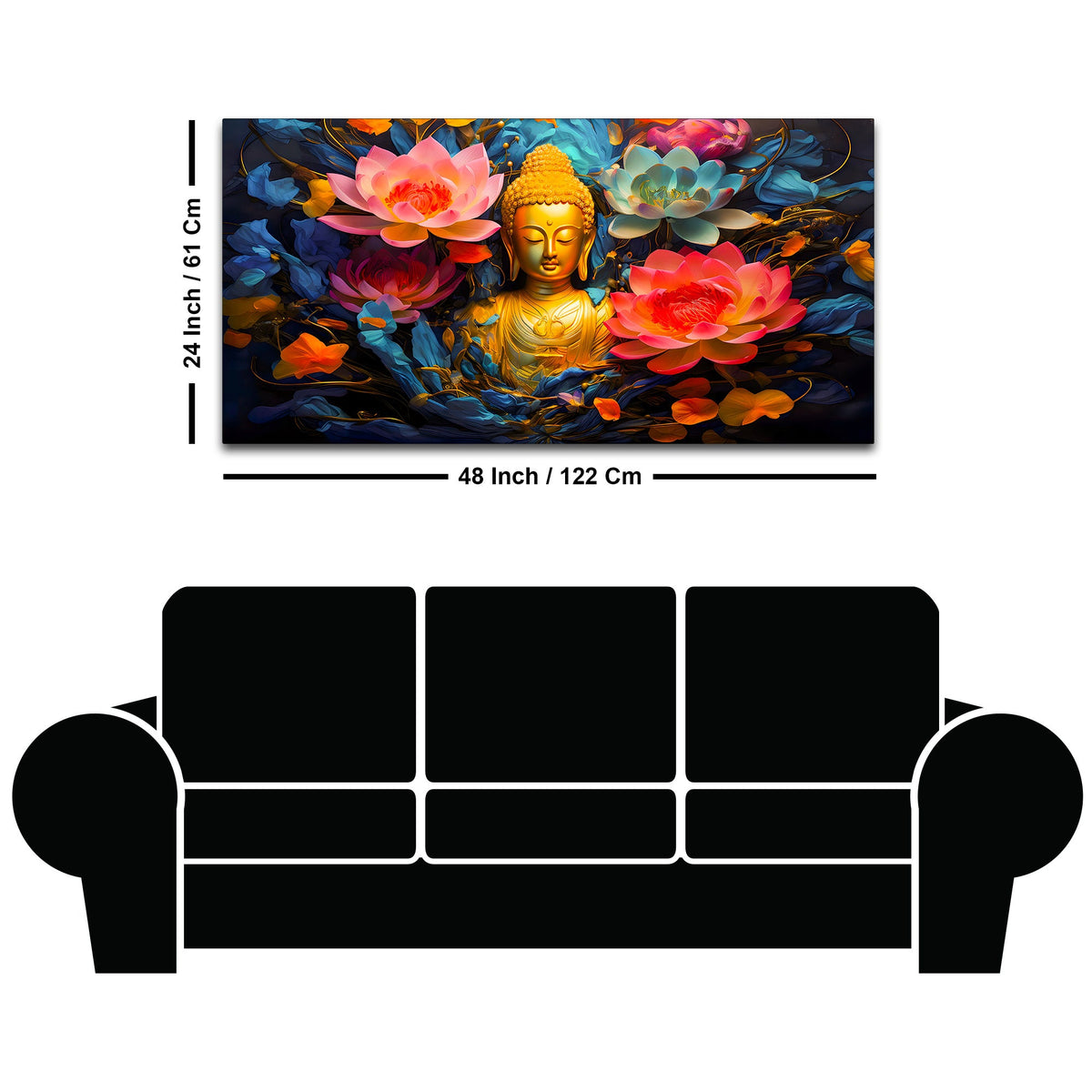 Luxury Lord Buddha Wall Painting for Bedroom & Living Room