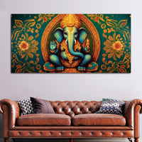 Luxury Lord Ganesha Floral Wall Art Canvas Wall Painting for Home & Office – Elegant Spiritual Wall Décor