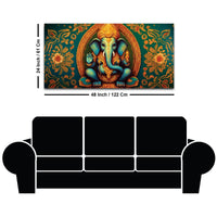 Luxury Lord Ganesha Floral Wall Art Canvas Wall Painting for Home & Office – Elegant Spiritual Wall Décor