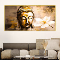 Luxury Lord Gautam Buddha Face Canvas Painting for Living Room