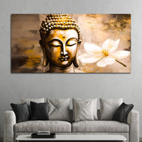 Luxury Lord Gautam Buddha Face Canvas Painting for Living Room