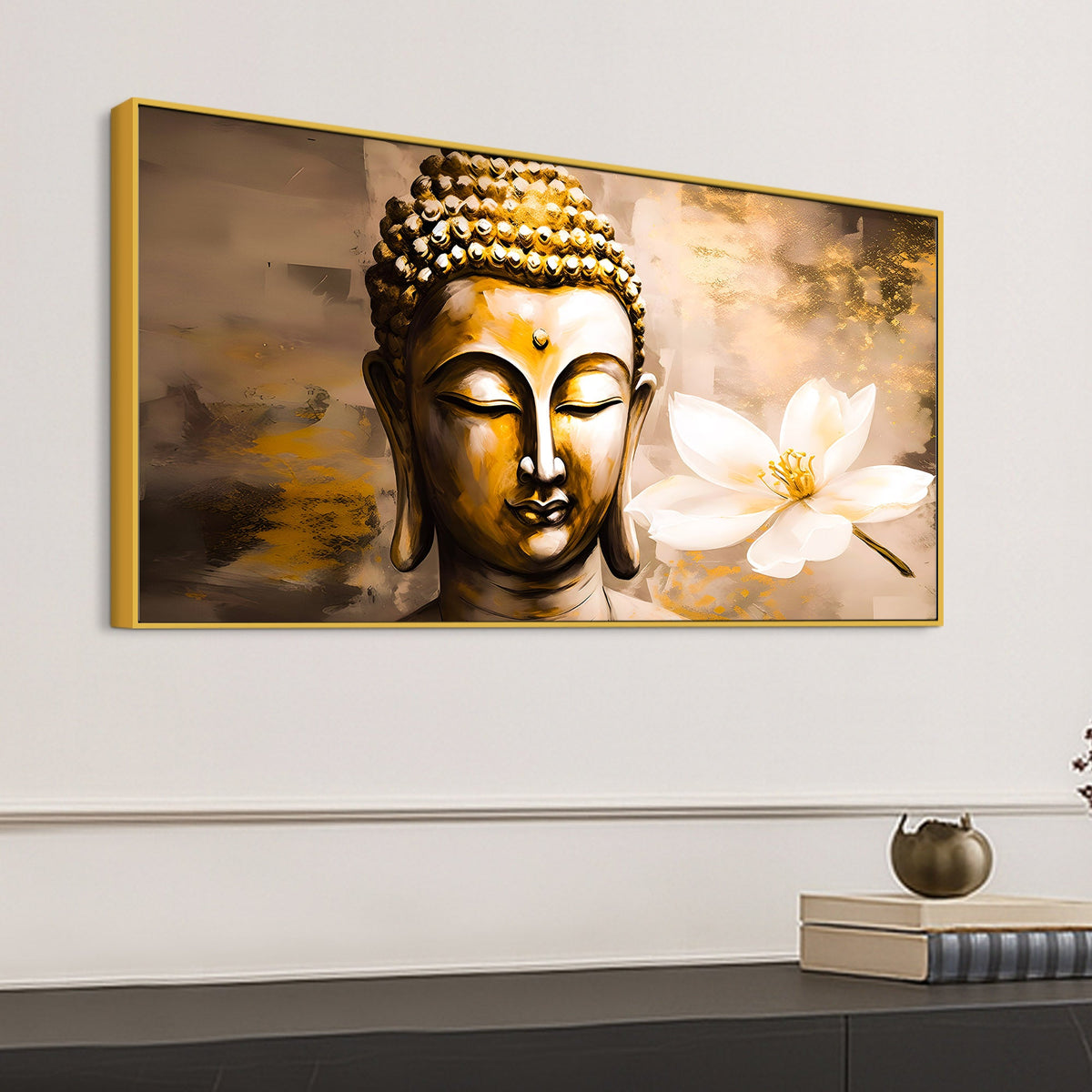 Luxury Lord Gautam Buddha Face Canvas Painting for Living Room