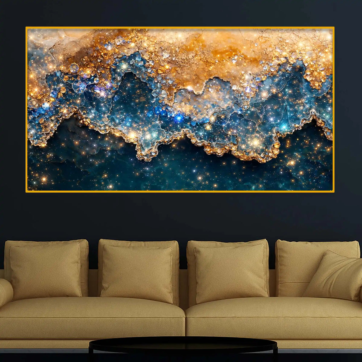 Luxury Marble Effect Wall Art Crystal Glass Wall Painting