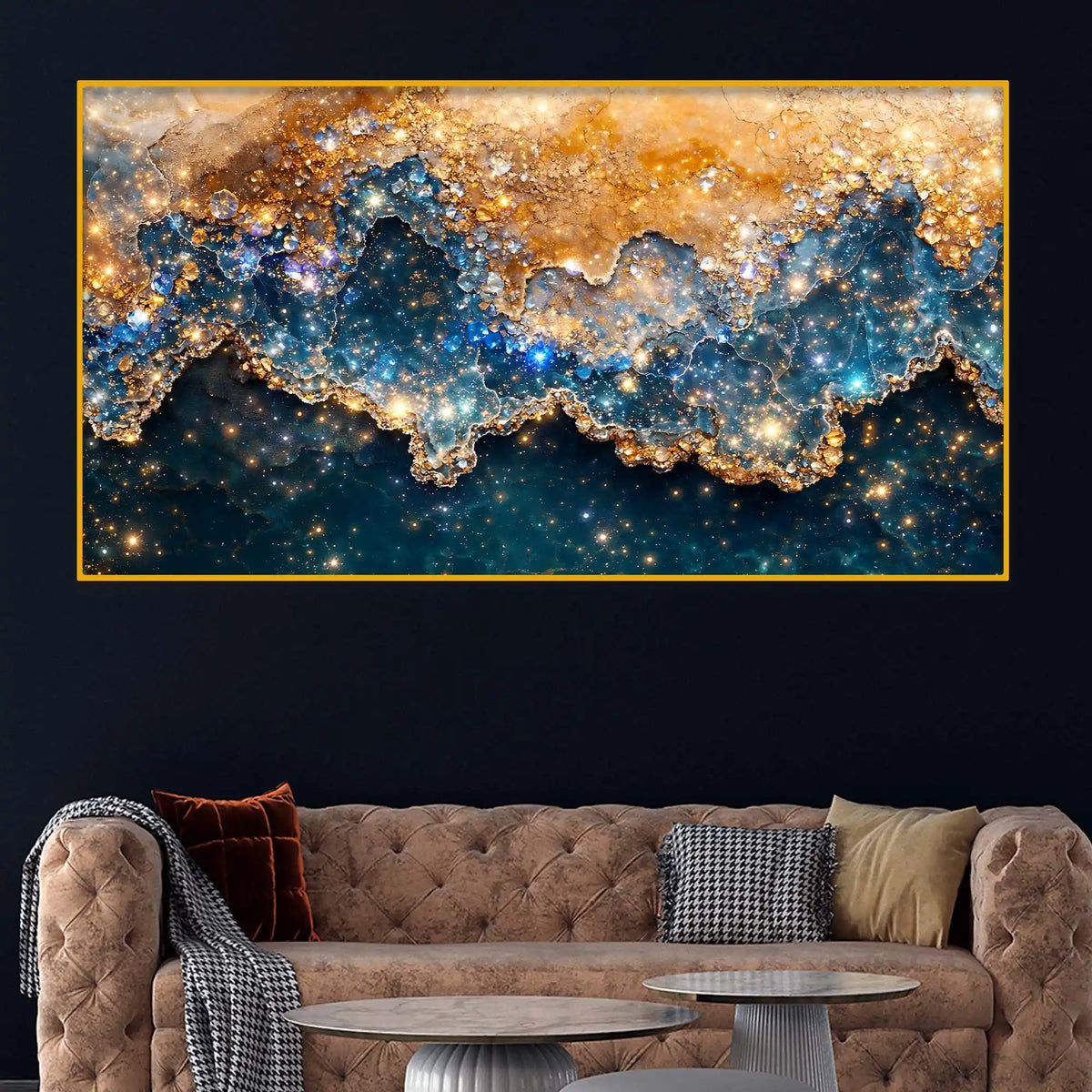 Luxury Marble Effect Wall Art Crystal Glass Wall Painting