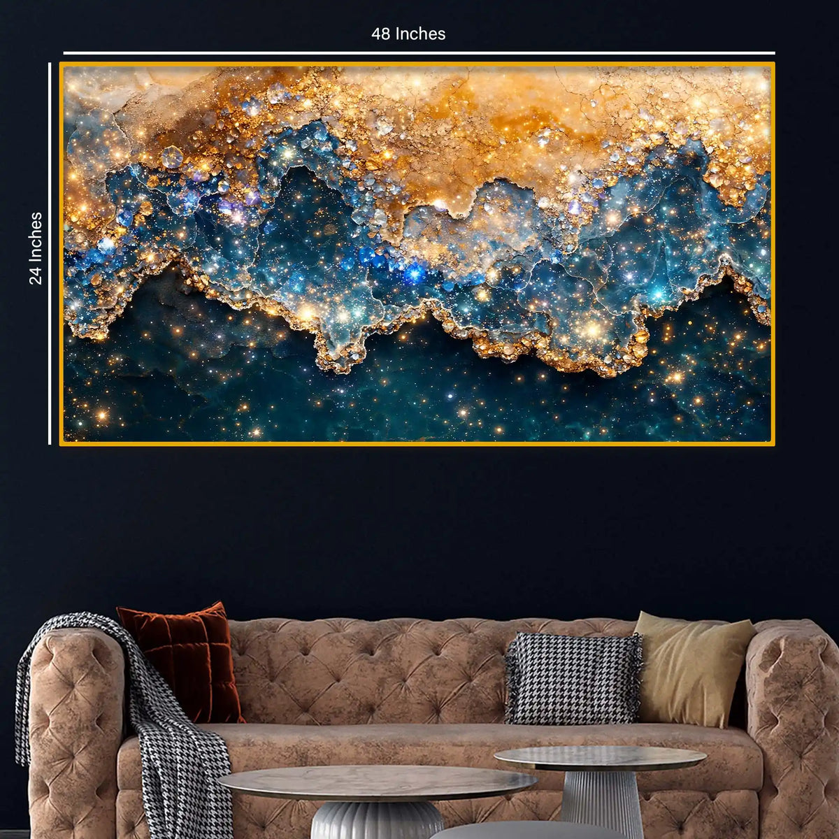 Luxury Marble Effect Wall Art Crystal Glass Wall Painting