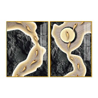 Luxury Marble Stream Abstract Acrylic Floating Wall Painting Set of 2