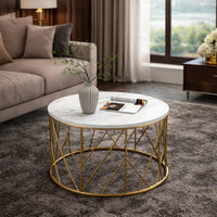 Luxury Metal Designer Center Table with White Marble