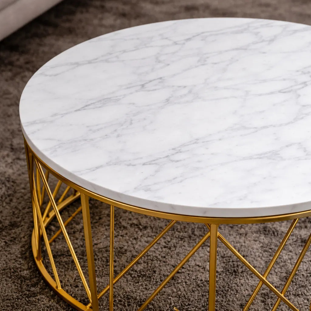 Luxury Metal Designer Center Table with White Marble