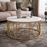 Luxury Metal Designer Center Table with White Marble