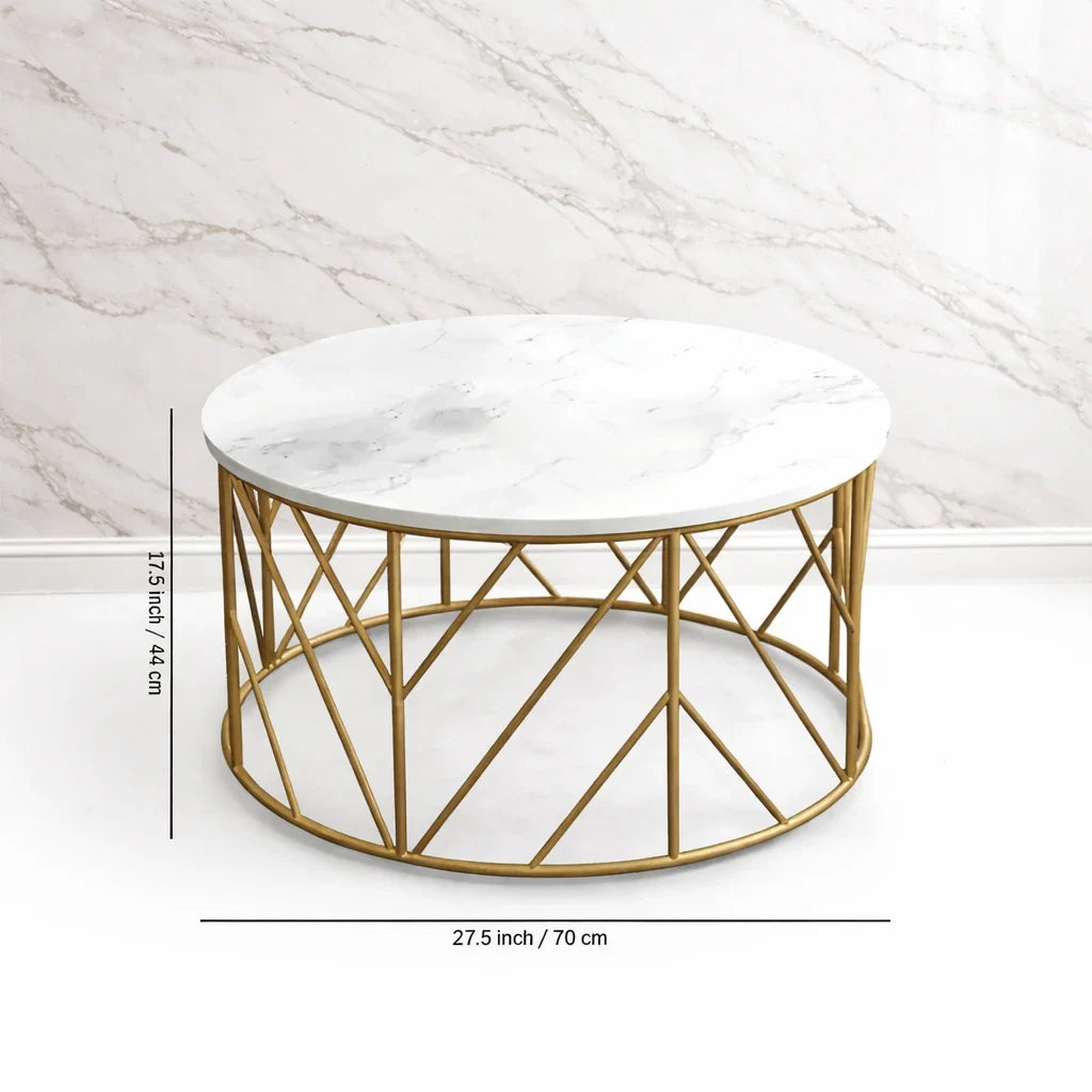 Luxury Metal Designer Center Table with White Marble
