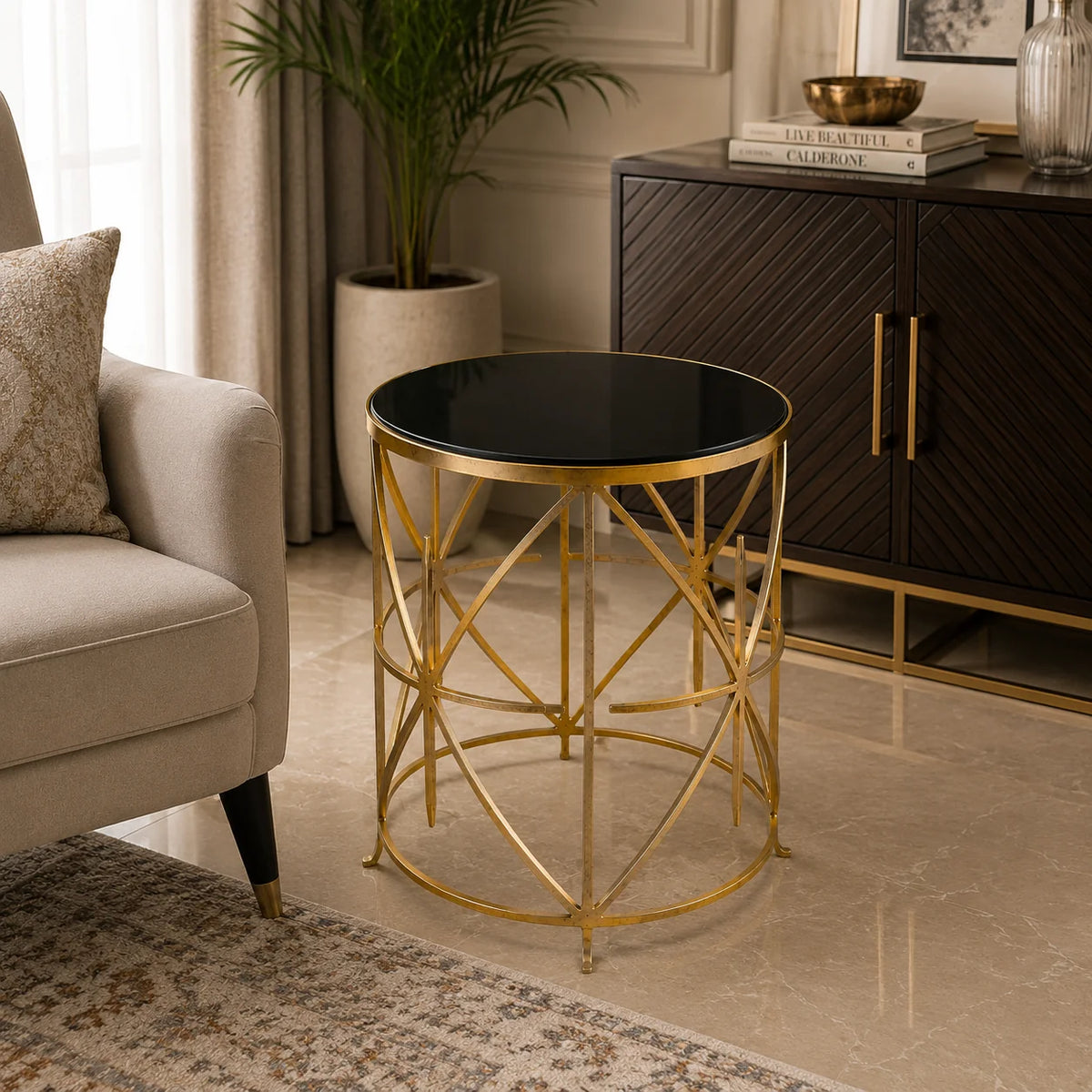 Luxury Metal End Table for Living Room & Bedroom