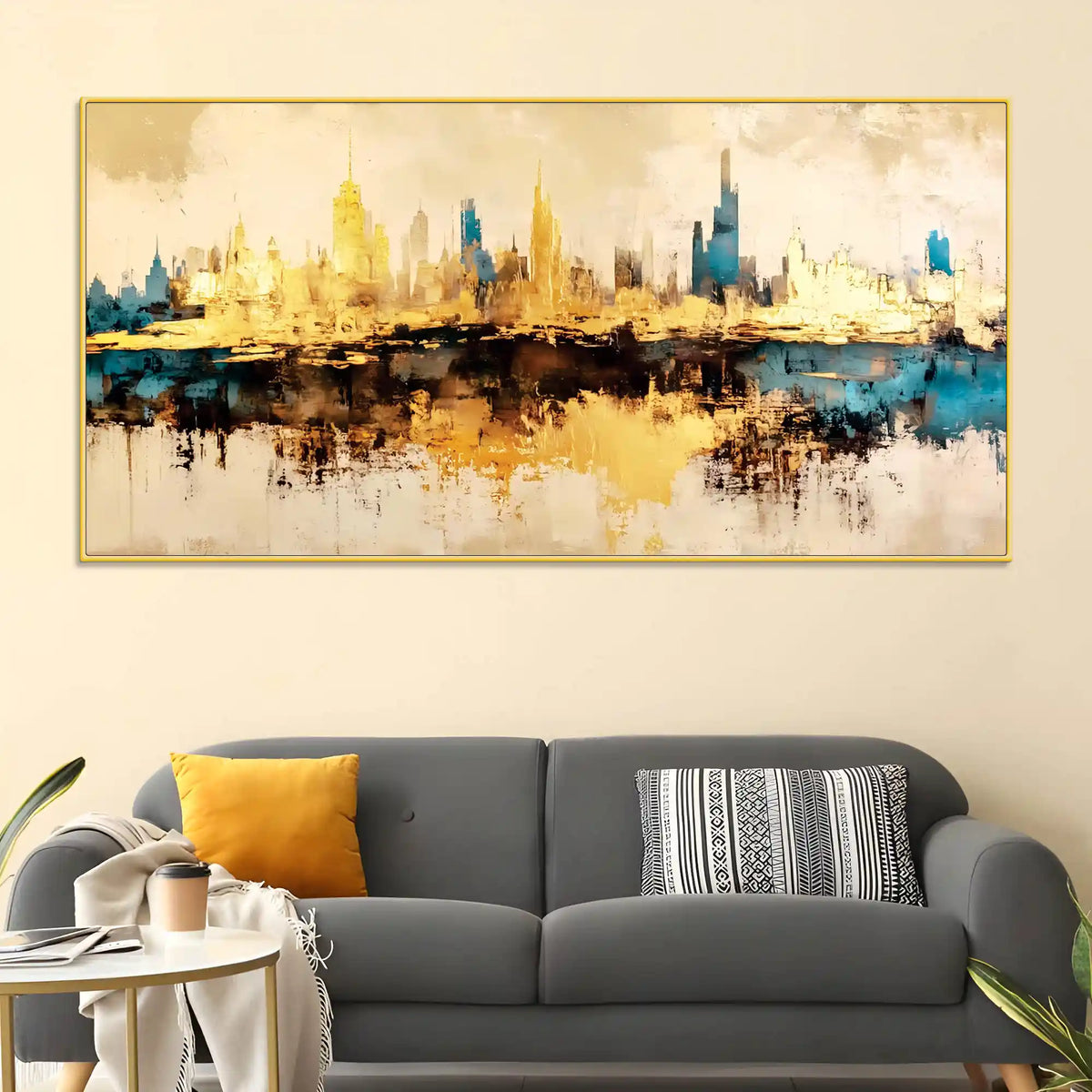 Luxury Modern Cityscape Painting for Home Décor