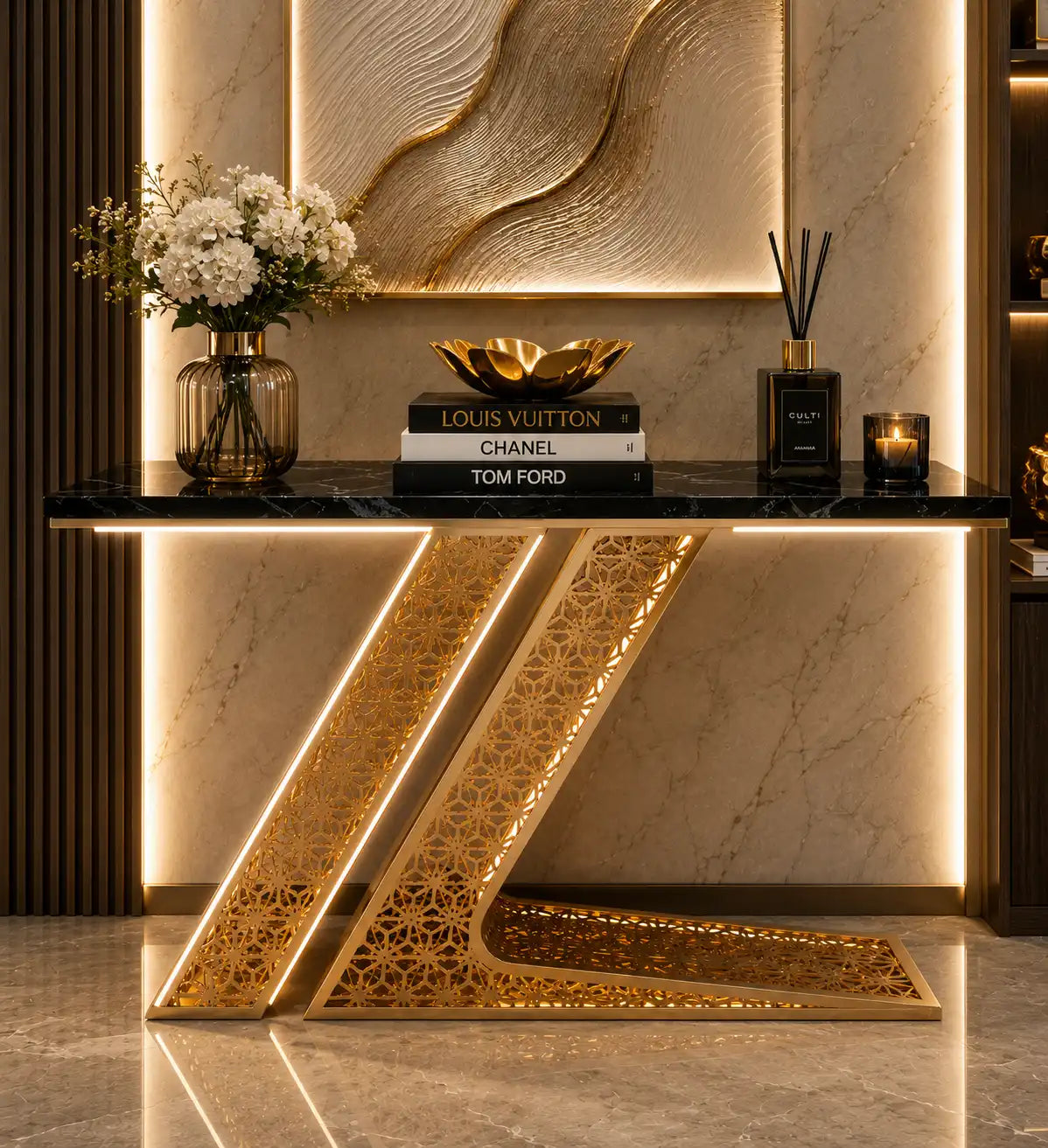 Luxury Modern Console Table with LED Lighting (SS 302)