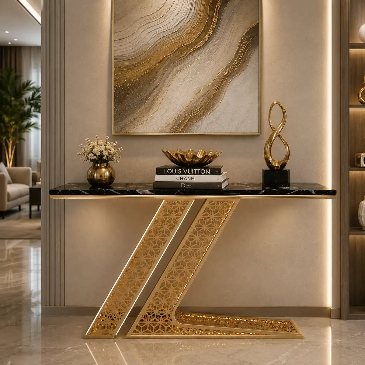 Luxury Modern Console Table with LED Lighting (SS 302)
