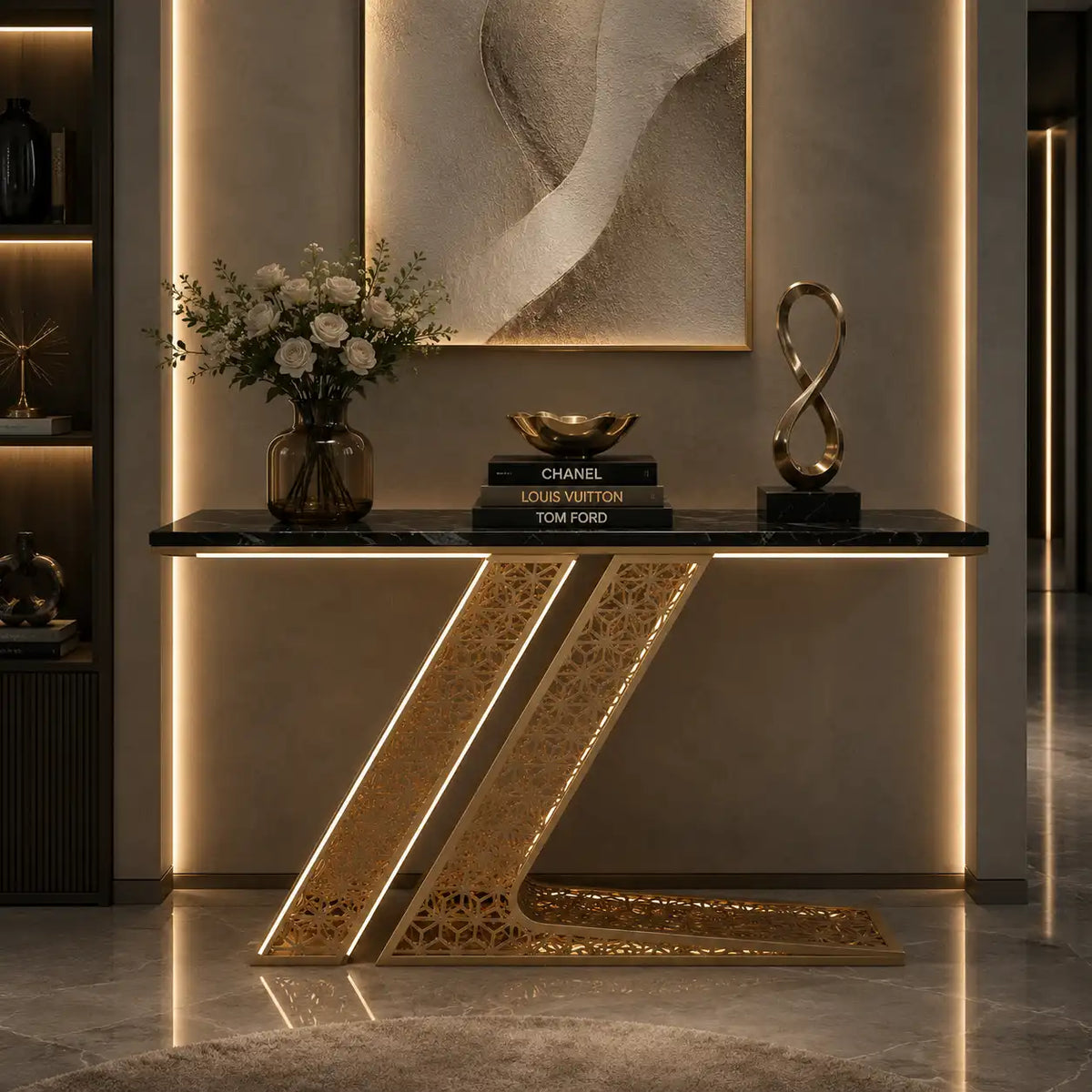 Luxury Modern Console Table with LED Lighting (SS 302)