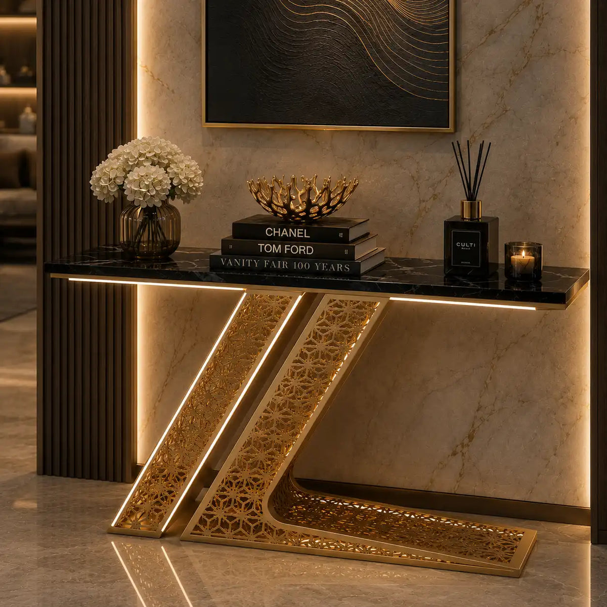 Luxury Modern Console Table with LED Lighting (SS 302)