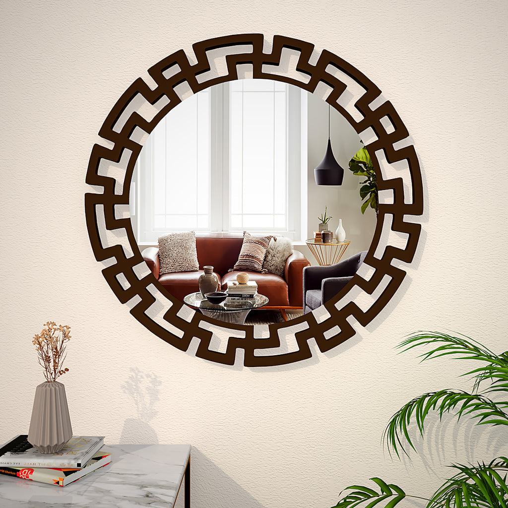 Luxury Modern Decorative Brown Round Mirror