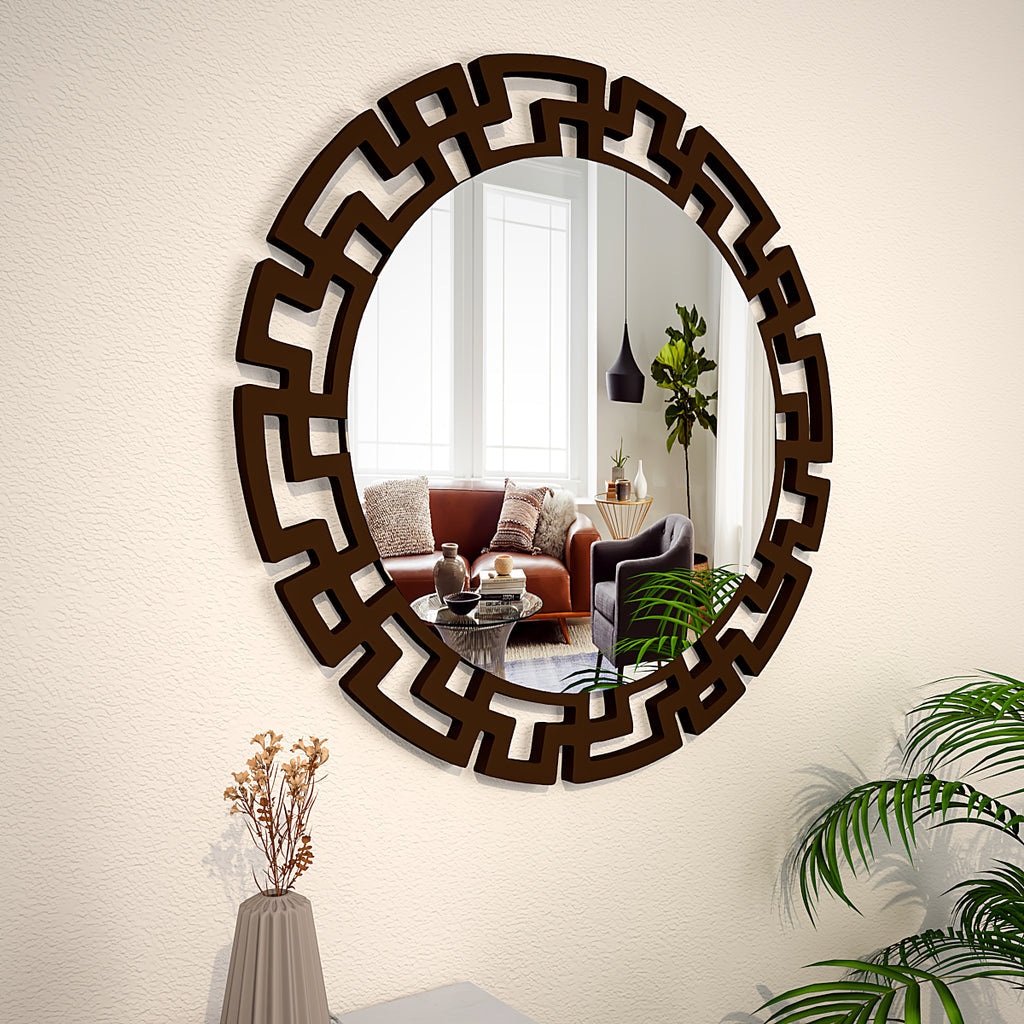 Luxury Modern Decorative Brown Round Mirror