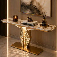Luxury Modern LED Console Table | Designer Entryway Table with Geometric Base (SS 302)