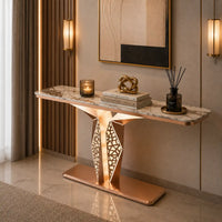 Luxury Modern LED Console Table | Designer Entryway Table with Geometric Base (SS 302)