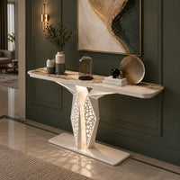 Luxury Modern LED Console Table | Designer Entryway Table with Geometric Base (SS 302)