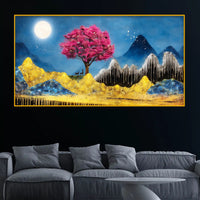 Luxury Modern Moon Scene Crystal Glass Wall Painting for Wall Décor