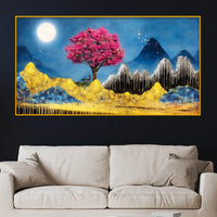 Luxury Modern Moon Scene Crystal Glass Wall Painting for Wall Décor