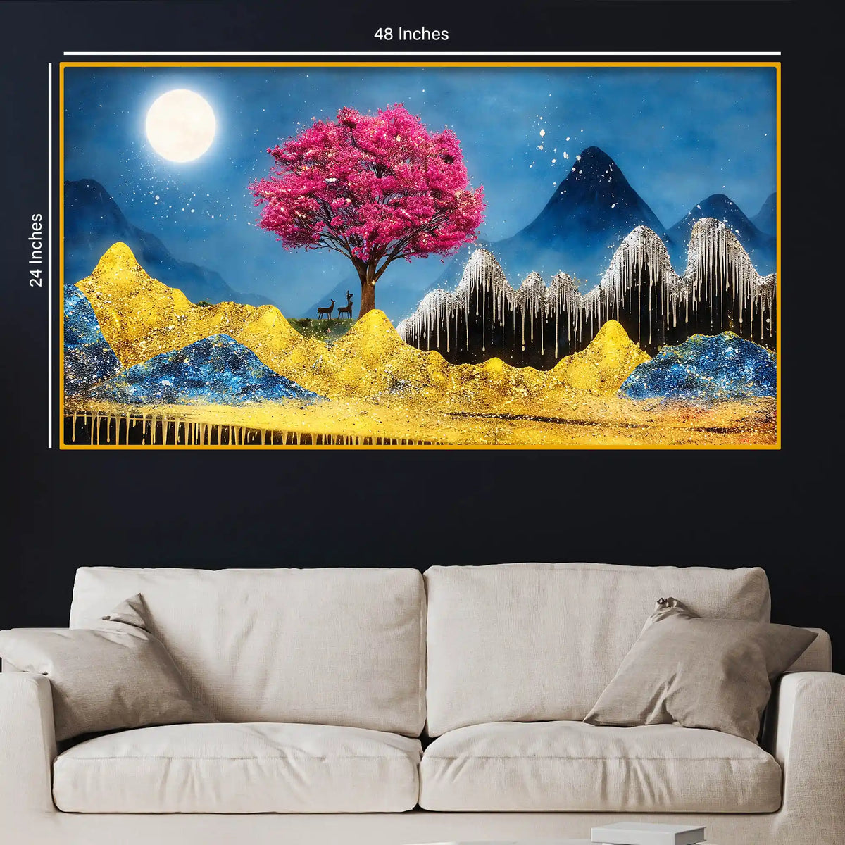 Luxury Modern Moon Scene Crystal Glass Wall Painting for Wall Décor