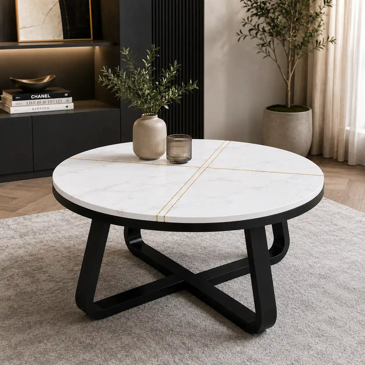 Luxury Modern Round Marble Center Table