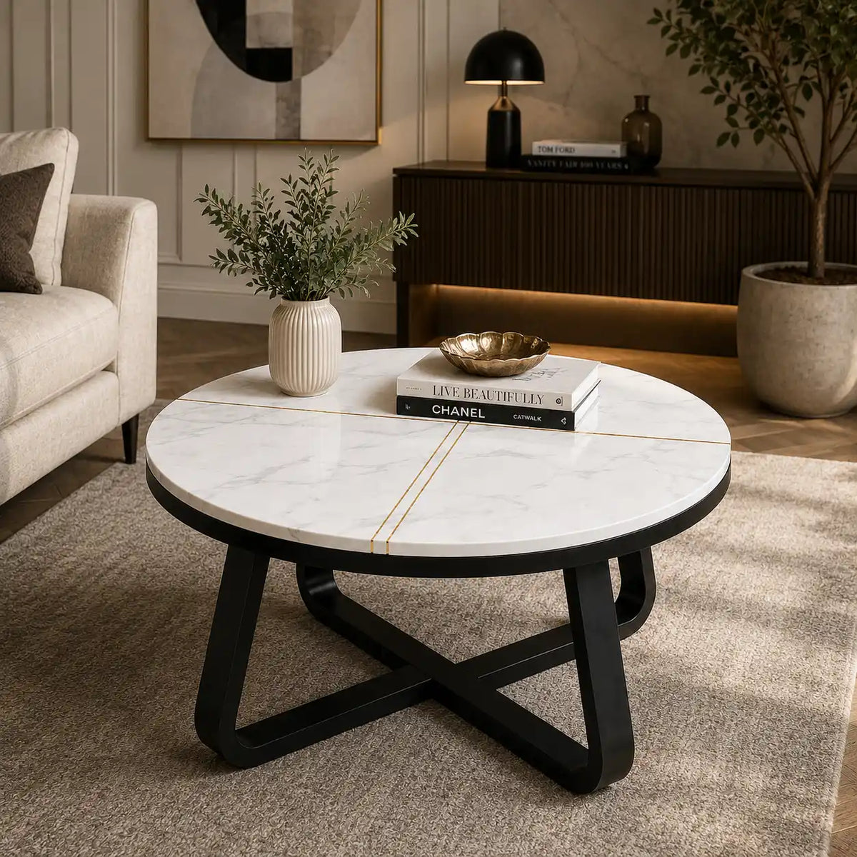Luxury Modern Round Marble Center Table