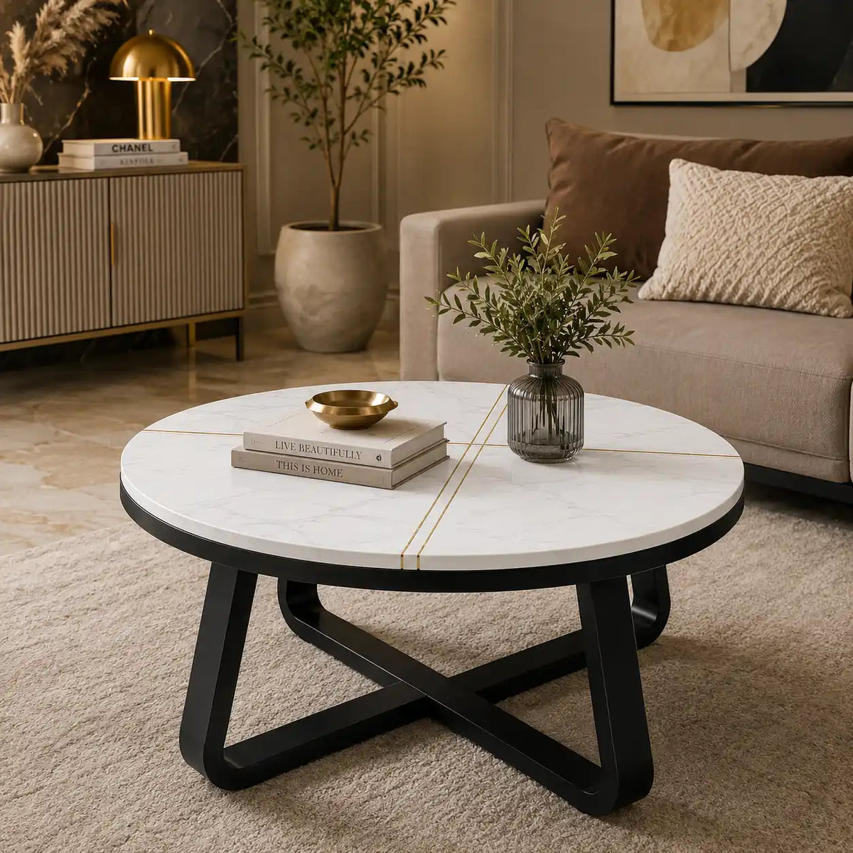 Luxury Modern Round Marble Center Table