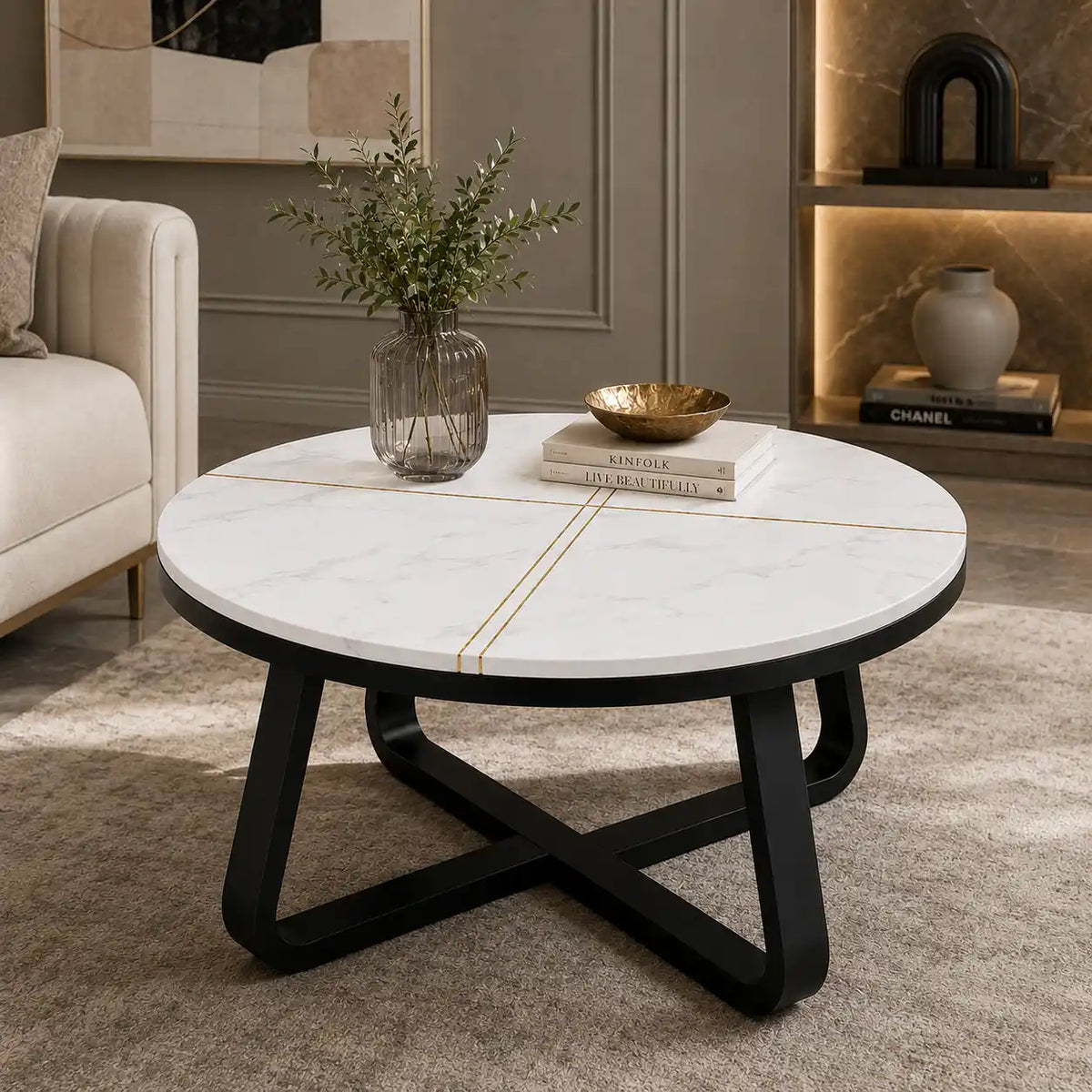 Luxury Modern Round Marble Center Table
