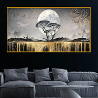 Luxury Moonlight Crystal Glass Painting for Elegant Wall Décor