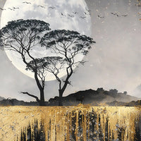 Luxury Moonlight Crystal Glass Painting for Elegant Wall Décor