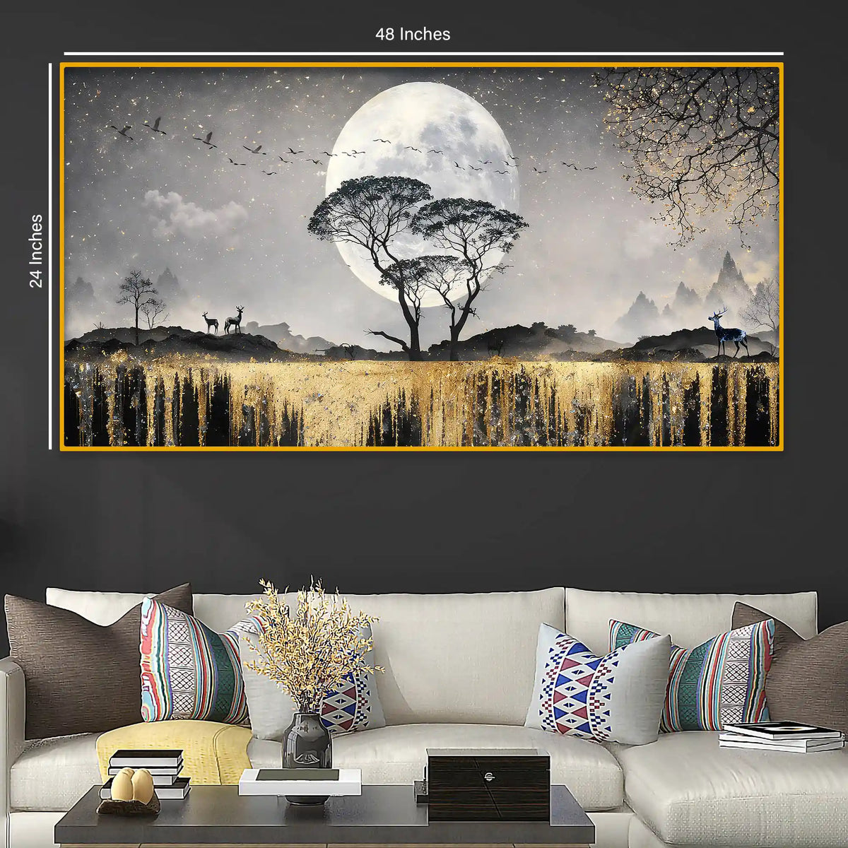 Luxury Moonlight Crystal Glass Painting for Elegant Wall Décor