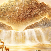 Luxury Mountain Waterfall Crystal Glass Wall Painting