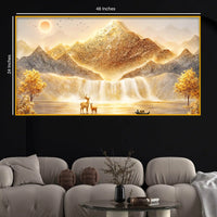 Luxury Mountain Waterfall Crystal Glass Wall Painting