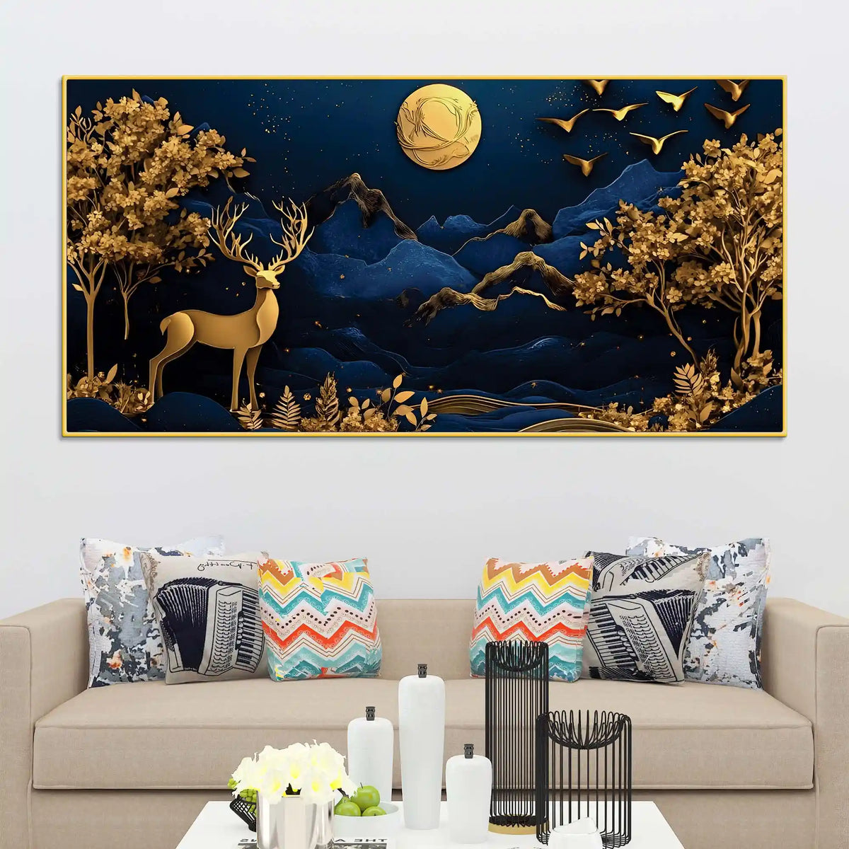 Luxury Nature Deer Canvas Painting for Decoration