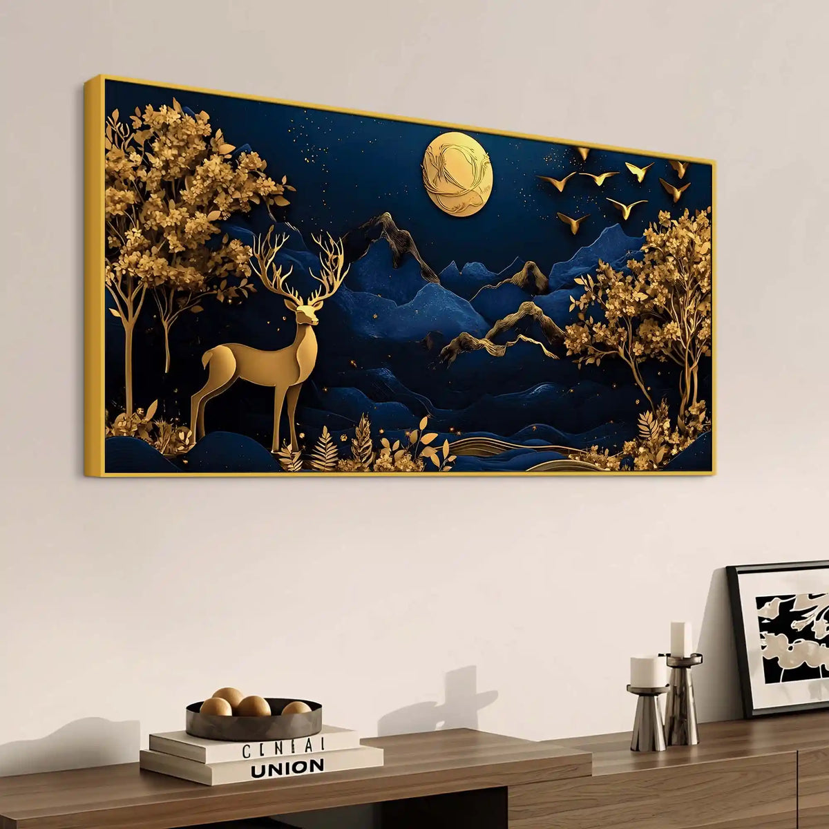 Luxury Nature Deer Canvas Painting for Decoration