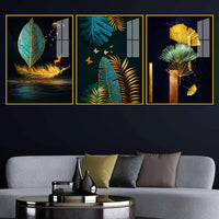 Luxury Nature Inspired Acrylic Painting Set of 3