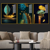 Luxury Nature Inspired Acrylic Painting Set of 3