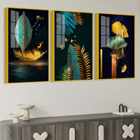 Luxury Nature Inspired Acrylic Painting Set of 3
