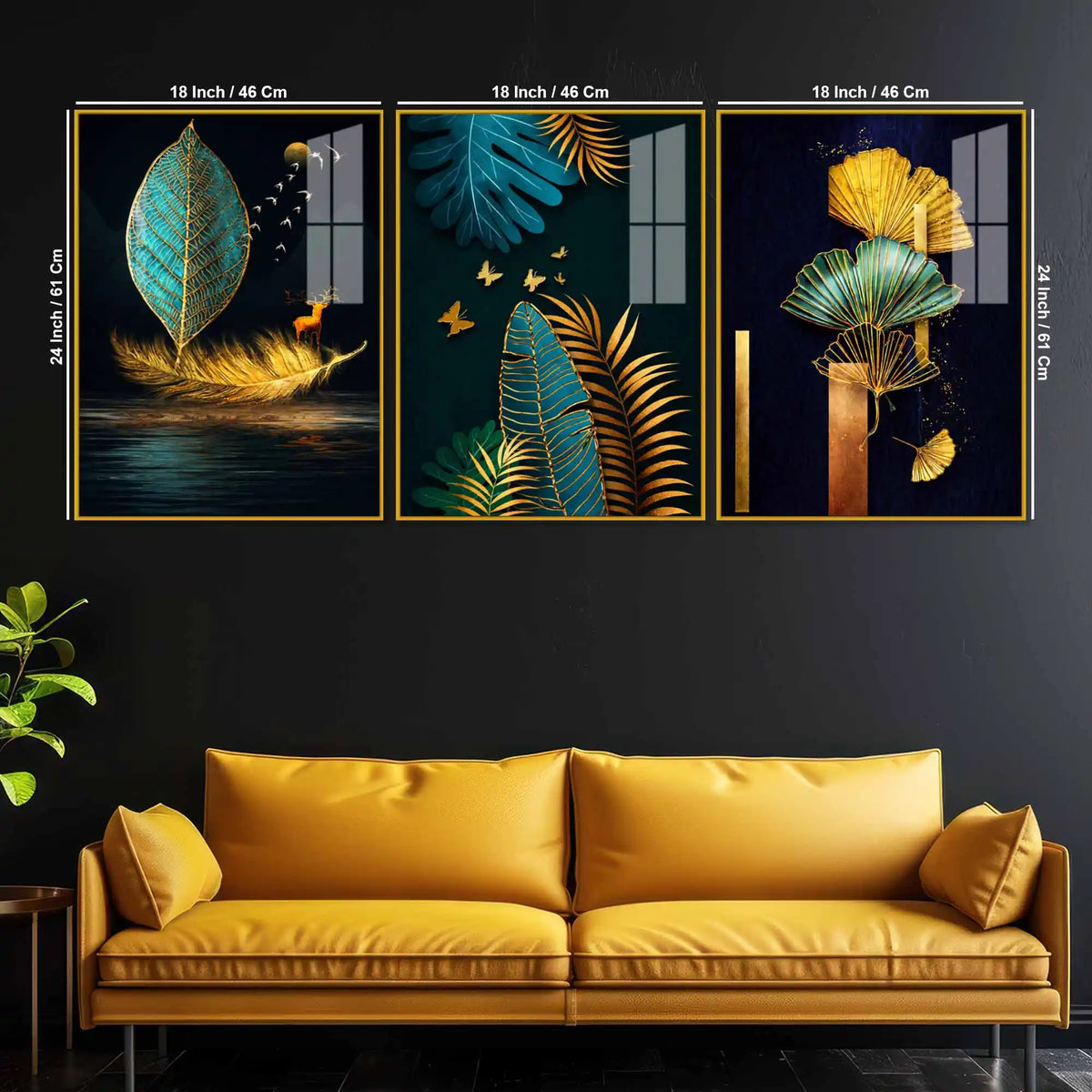 Luxury Nature Inspired Acrylic Painting Set of 3