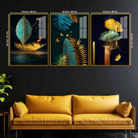 Luxury Nature Inspired Acrylic Painting Set of 3