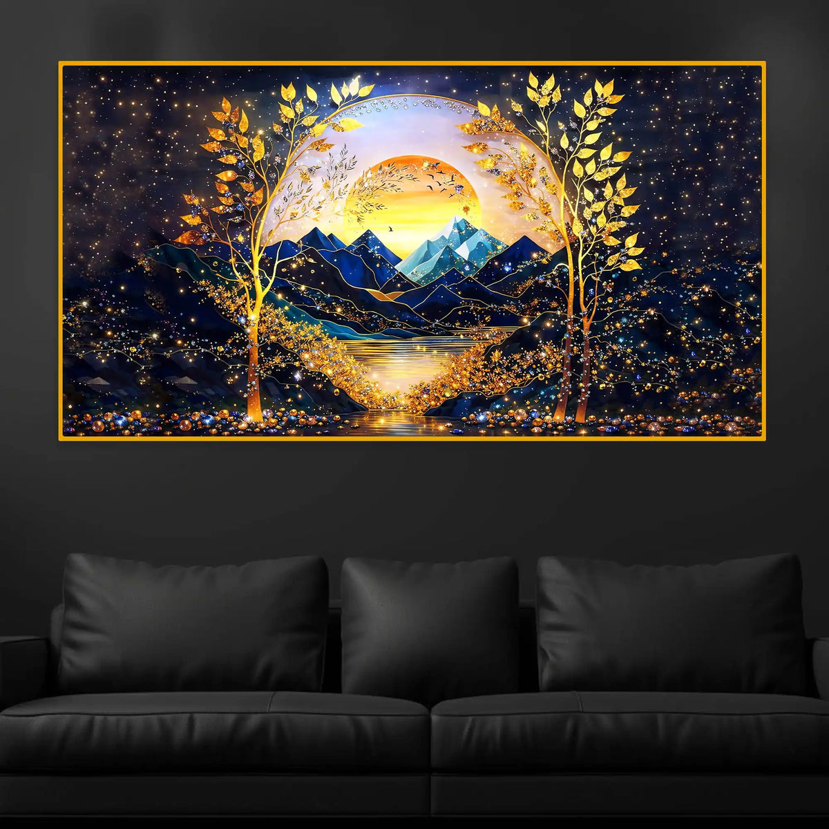Luxury Nature Inspired Crystal Glass Wall Painting