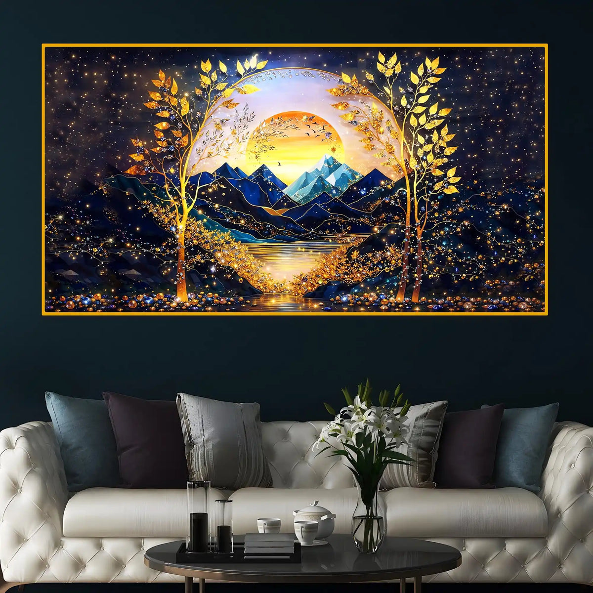 Luxury Nature Inspired Crystal Glass Wall Painting